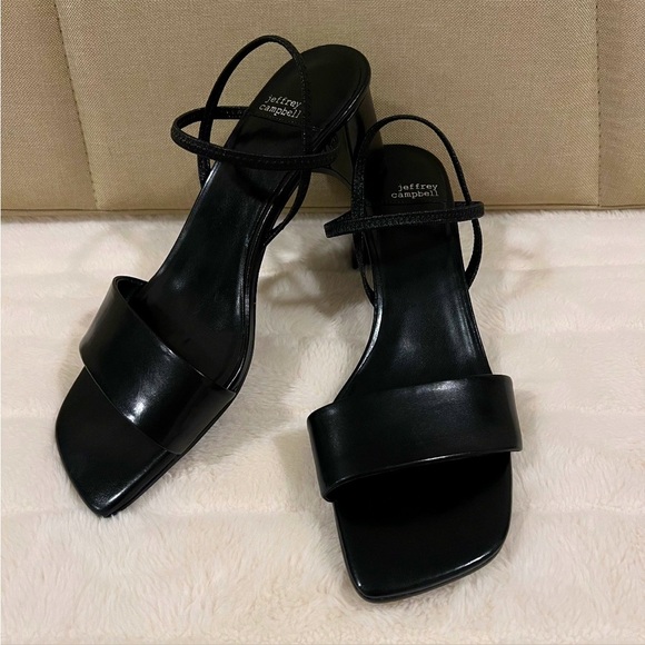 NWOT JEFFERY CAMPBELL Black Adapt Block Heeled Sandals Size 8.5 - Picture 1 of 16